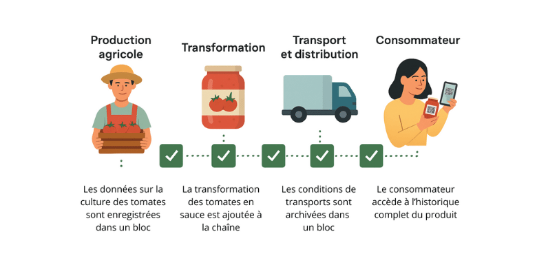schéma explicatif de l’utilisation de blockchain dans le milieu agricole